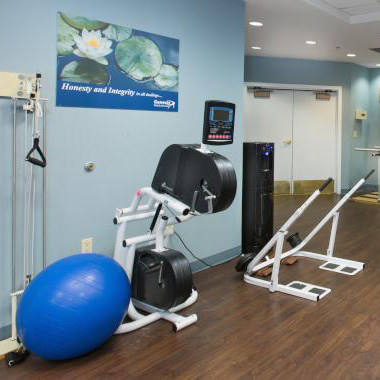 Rehab room with exercise equipment