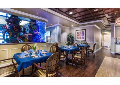 Dining room with aquarium at The Heights of Summerlin